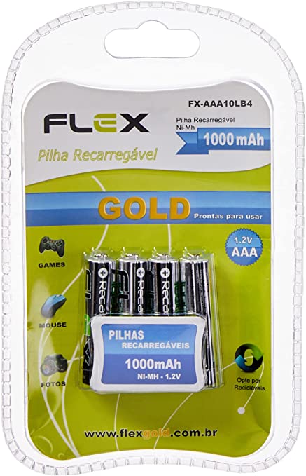 Pilhas Recarregaveis AAA Flexgold - FX-AAA11B2 - 2 unids. - RS Robótica